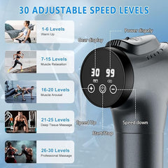 Percussion Massage Device for Pain Relief with 30 Speed Levels 9 Heads