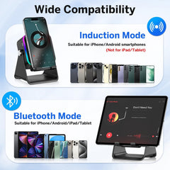 Wireless Induction Speaker 5-in-1 Bluetooth Speaker with Phone Stand,Stereo Sound