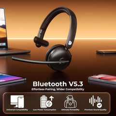 Dytole Wireless Headset with Mic for Work