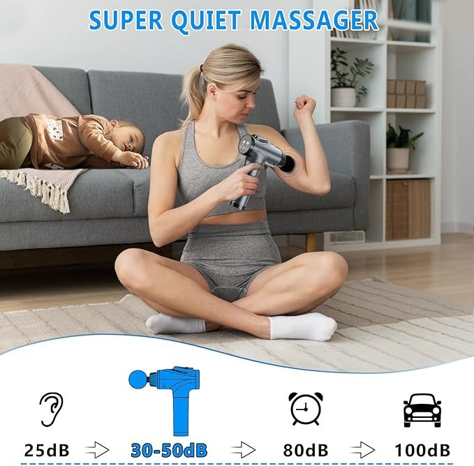 Percussion Massage Device for Pain Relief with 30 Speed Levels 9 Heads