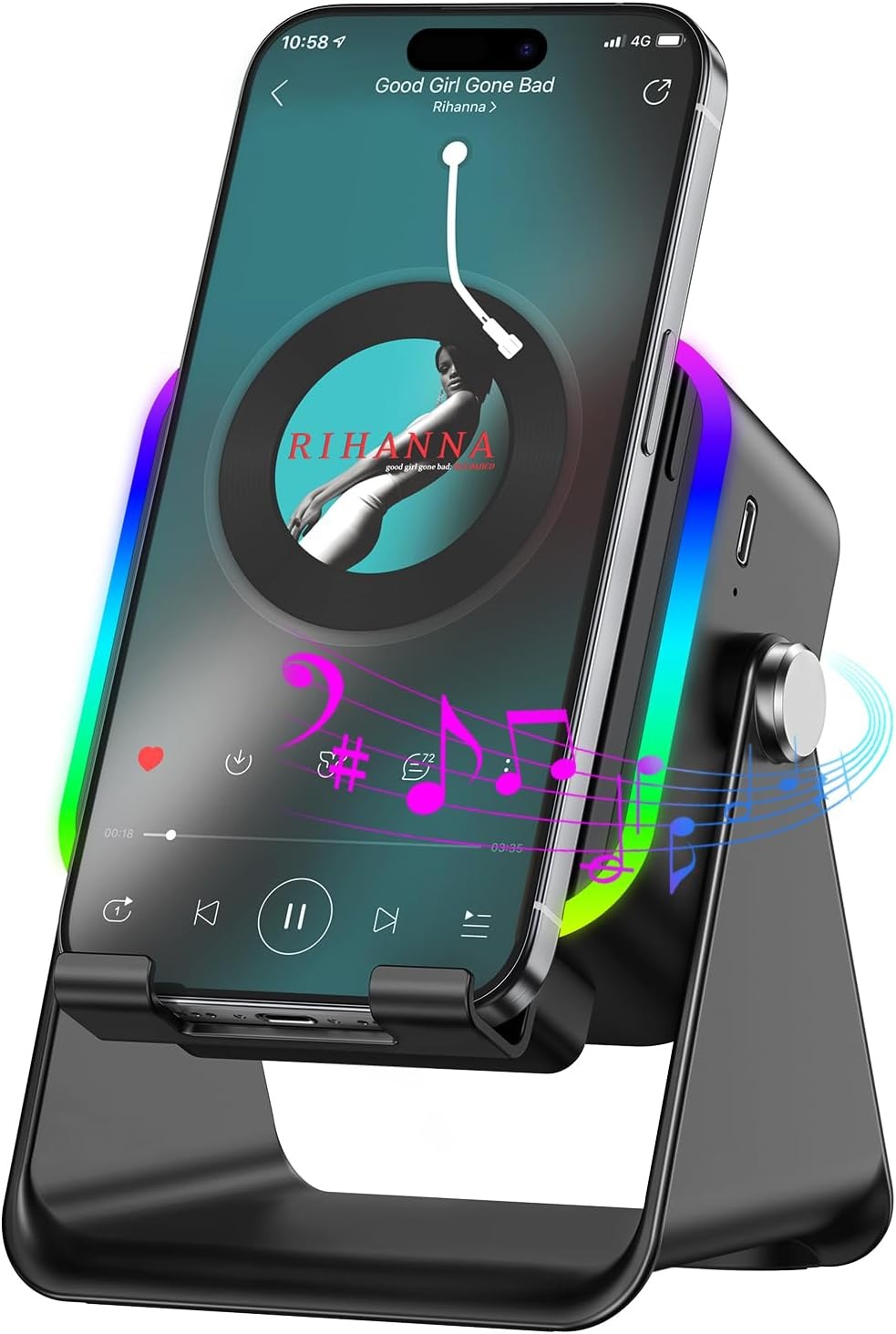 Wireless Induction Speaker 5-in-1 Bluetooth Speaker with Phone Stand,Stereo Sound