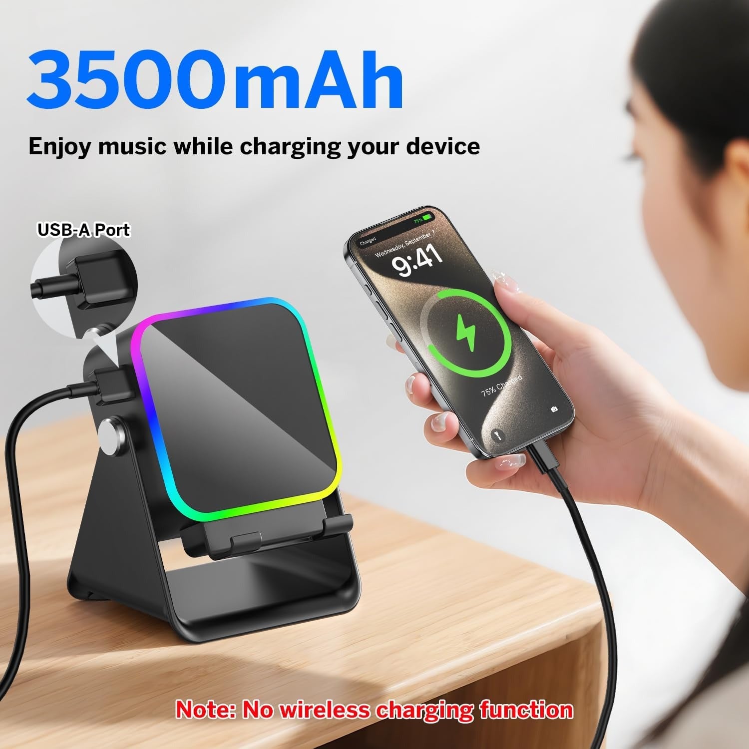 Wireless Induction Speaker 5-in-1 Bluetooth Speaker with Phone Stand,Stereo Sound