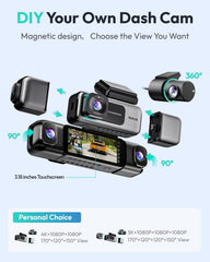 BOTSLAB 3K 4 Channel Dash Cam, 560° All-Sides View