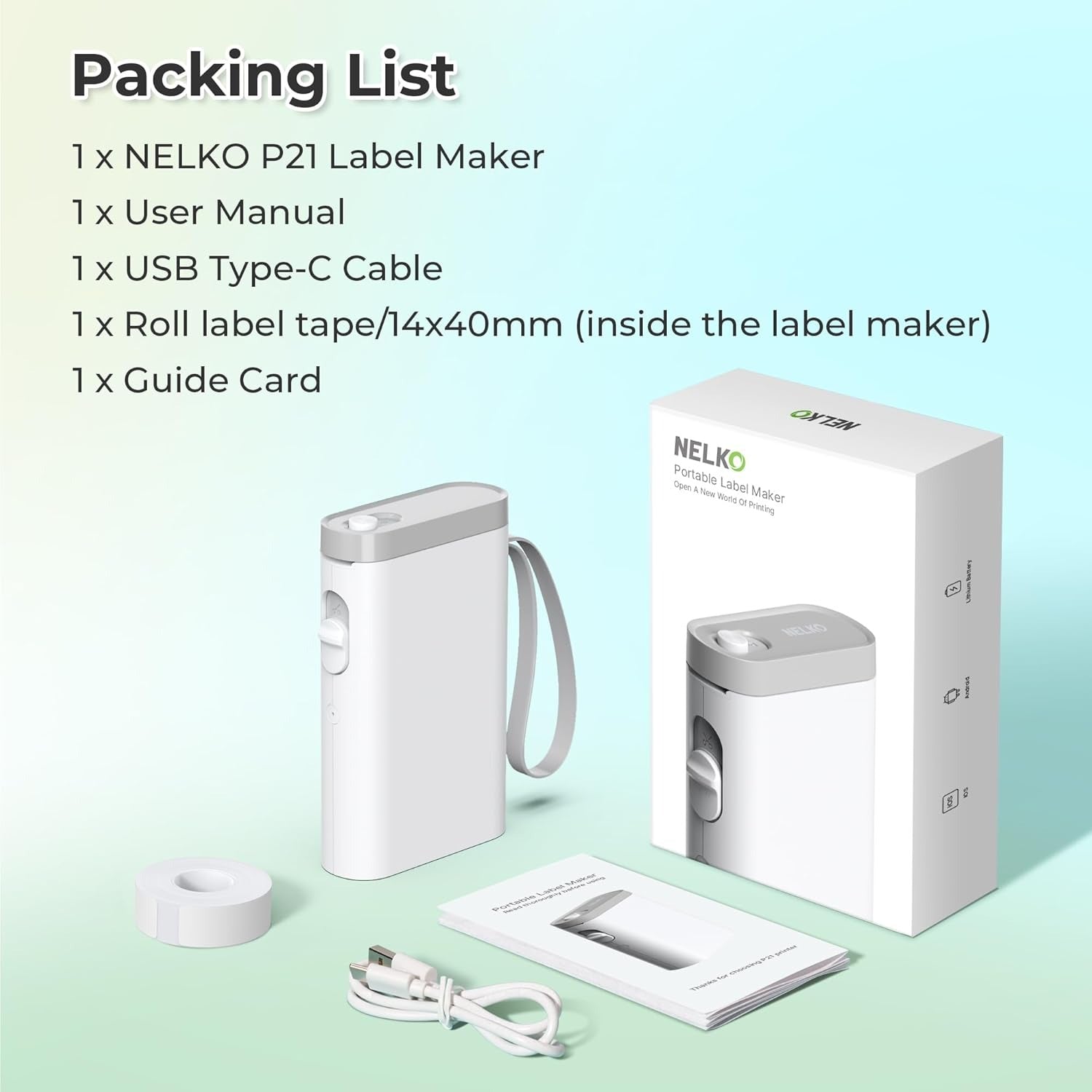 Nelko Label Maker Machine with Tape, P21 Bluetooth Label Printer