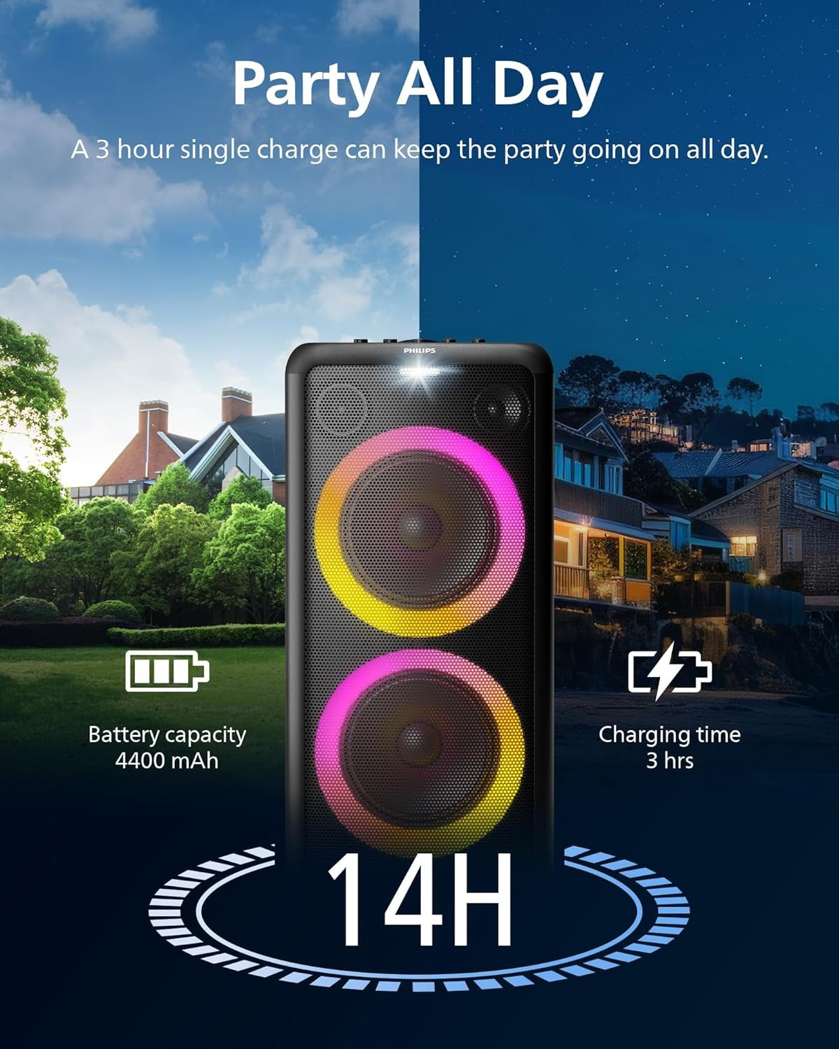 Philips X5206 Bluetooth Party Speaker - 14 Hours Play Time