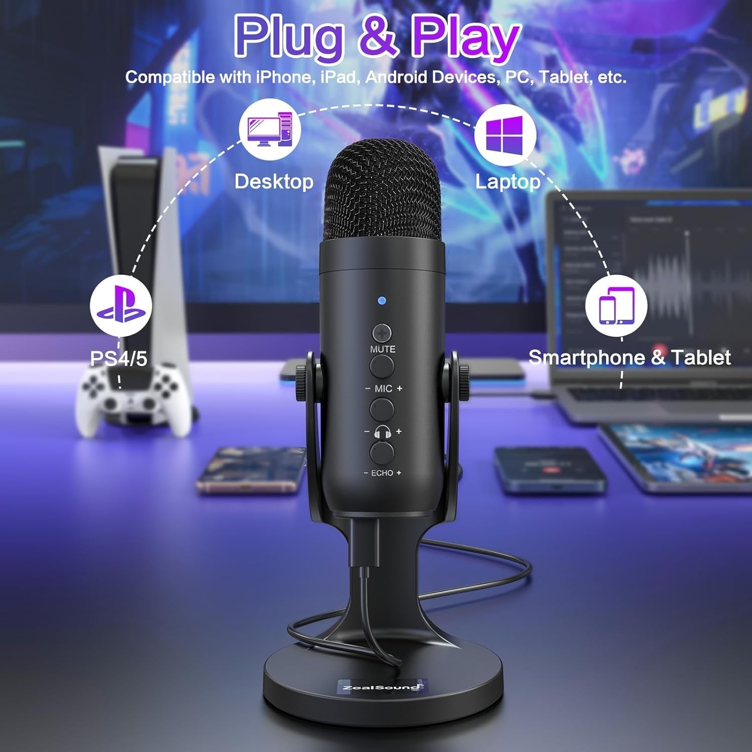 ZealSound Podcast Microphone for PC