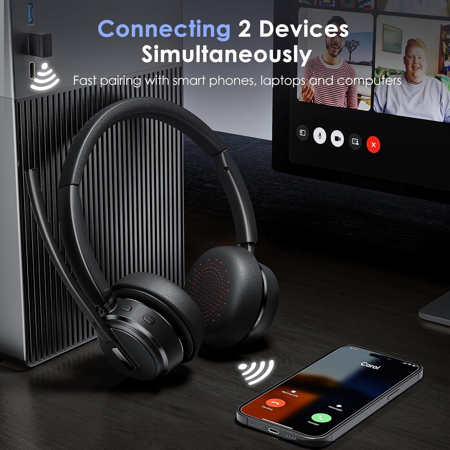 Mopchnic Wireless Headset with Noise Cancelling Microphone